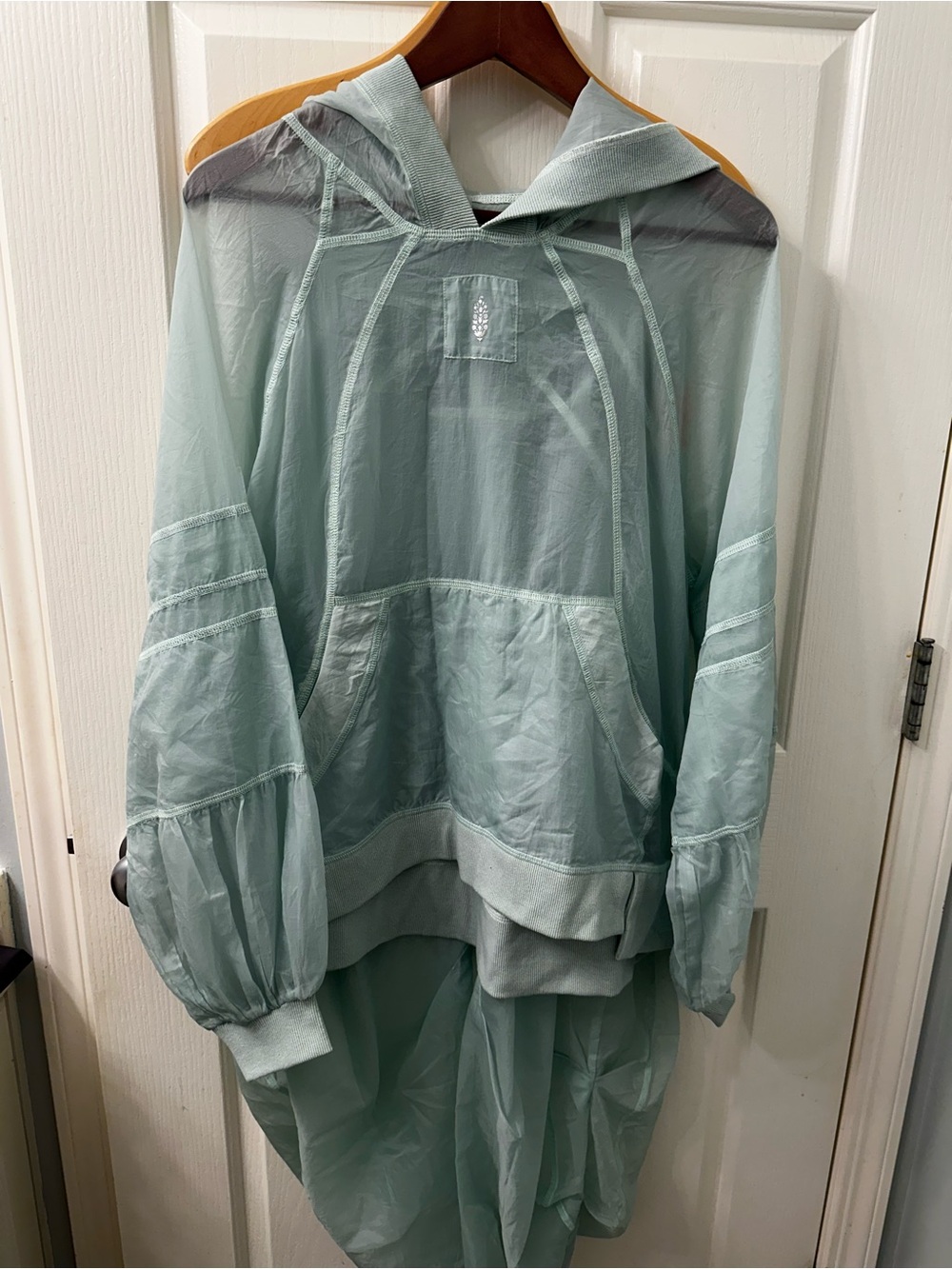 Free People Sheer Nylon High-Low Hooded Pullover Jacket – XS